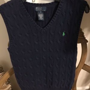Ralph Lauren boys cable navy blue vest size 6